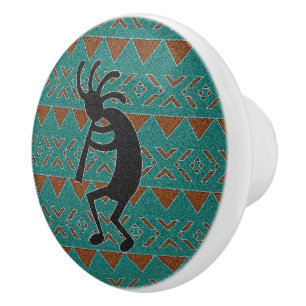 Bouton De Porte En Céramique Bouton en céramique de Kokopelli de turquoise du