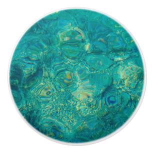 Bouton De Porte En Céramique Bouton en céramique de l'eau d'océan de turquoise