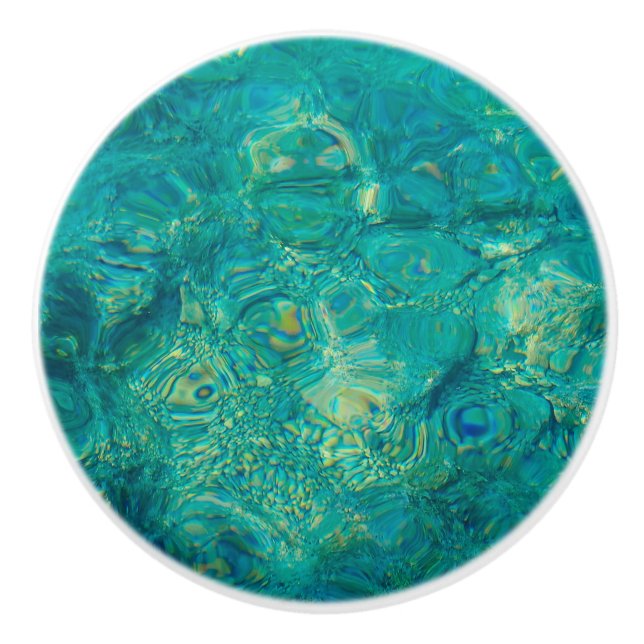 Bouton De Porte En Céramique Bouton en céramique de l'eau d'océan de turquoise (Devant)