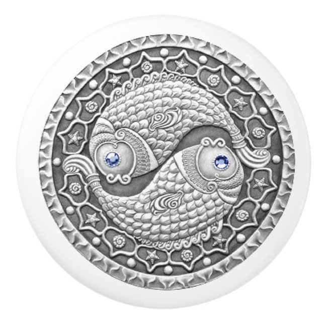 Bouton De Porte En Céramique Bouton en céramique de Poissons (Devant)