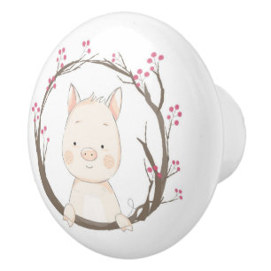 Bouton De Porte En Céramique Bouton en céramique de porc mignon