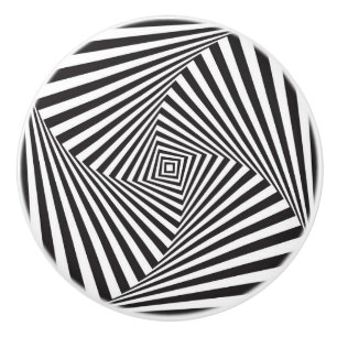 Bouton De Porte En Céramique Bouton en céramique de soleil rayé noir et blanc