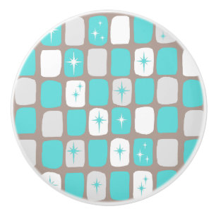 Bouton De Porte En Céramique Bouton en céramique de Starbursts de rétro