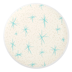 Bouton De Porte En Céramique Bouton en céramique de Starbursts de turquoise