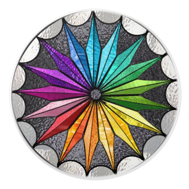 Bouton De Porte En Céramique Bouton en céramique de style en verre souillé (Devant)