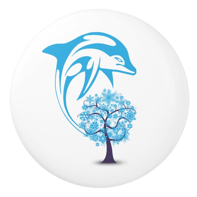 Bouton De Porte En Céramique Bouton en céramique Dolphin Abstrait (Devant)