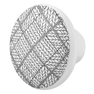 Bouton De Porte En Céramique Bouton en céramique en tricot ARGYLE BLANC 