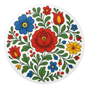 Bouton De Porte En Céramique Bouton en céramique Floral Hongrois Kalocsa Art Po