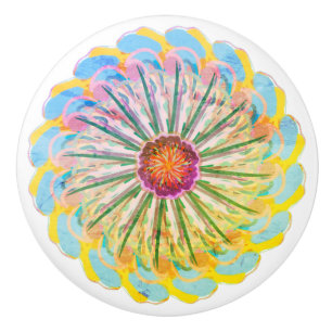 Bouton De Porte En Céramique Bouton en céramique florale multicolore de Bohême