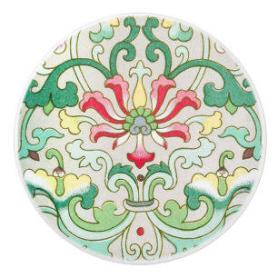 Bouton De Porte En Céramique Bouton en céramique florale orientale antique