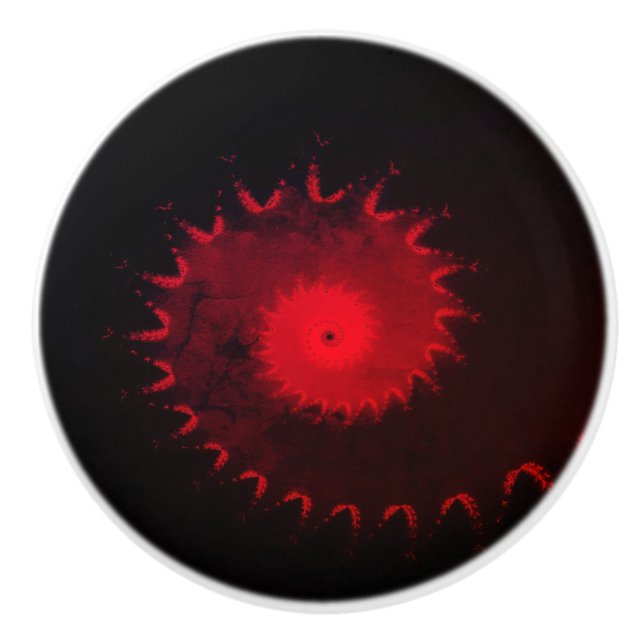 Bouton De Porte En Céramique Bouton en céramique fractale rouge (Devant)