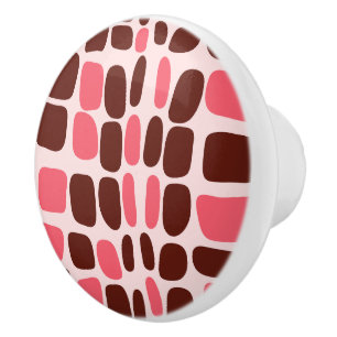 Bouton De Porte En Céramique Bouton en céramique géométrique rose et chocolat r