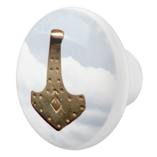 Bouton De Porte En Céramique Bouton en céramique Gold Thor Hammer