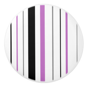 Bouton De Porte En Céramique Bouton en céramique gris-violet rétro Stripe
