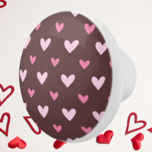 Bouton De Porte En Céramique Bouton en céramique Heart Pop – Rose sur chocolat