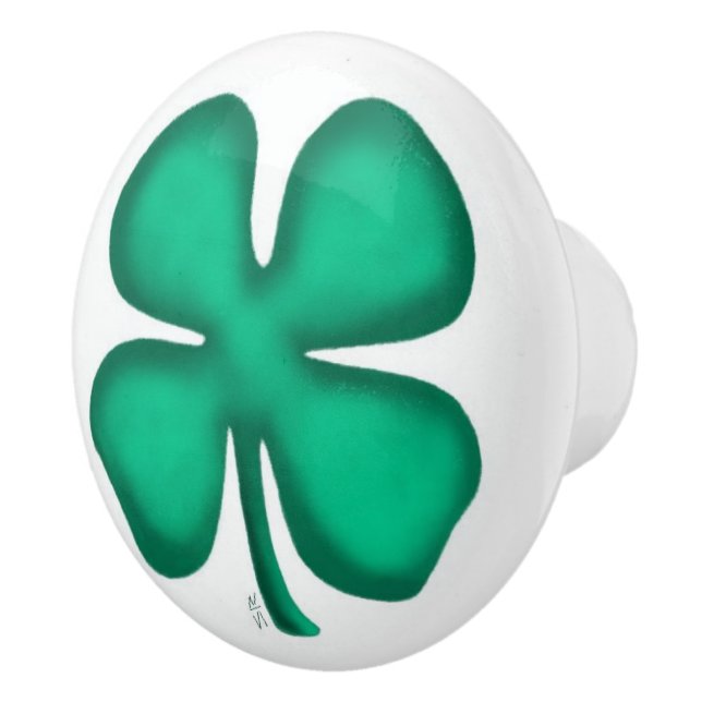 Bouton De Porte En Céramique Bouton en céramique Lucky 4 Leaf Irish Clover (Droite)