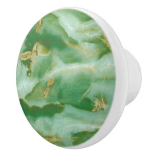 Bouton De Porte En Céramique Bouton en céramique marbré vert et gris