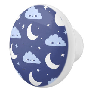Bouton De Porte En Céramique Bouton en Céramique Marine Kawaii Lune Étoiles Nua