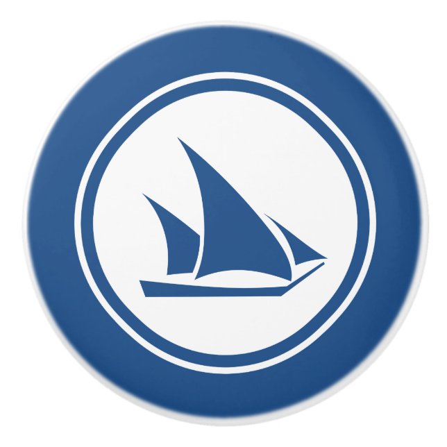Bouton De Porte En Céramique Bouton en céramique nautique de voilier bleu de (Devant)
