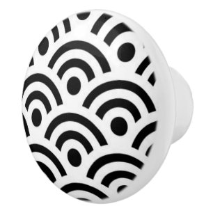 Bouton De Porte En Céramique Bouton en céramique noir et blanc de Cabinet