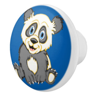 Bouton De Porte En Céramique Bouton en céramique Panda souriant