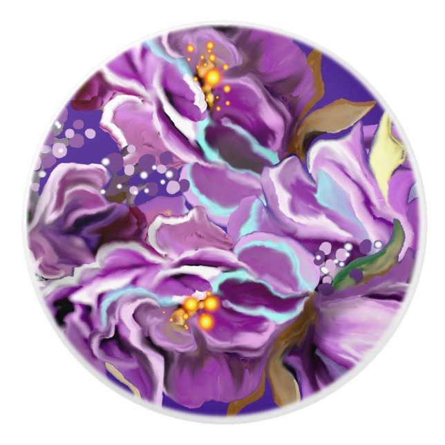 Bouton De Porte En Céramique Bouton en céramique pourpre (Devant)