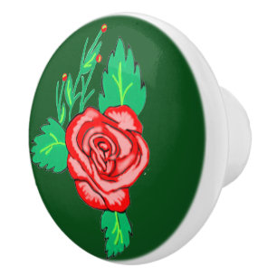 Bouton De Porte En Céramique Bouton en céramique Rose rouge