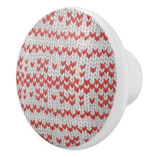 Bouton De Porte En Céramique Bouton en céramique ROUGE TRICOT NORDIQUE