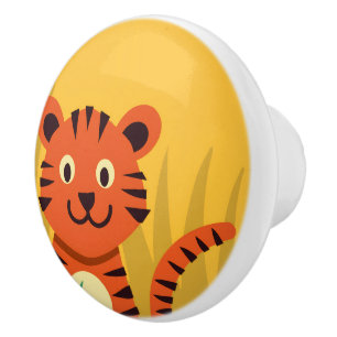 Bouton De Porte En Céramique Bouton en céramique Tigre de la jungle mignon