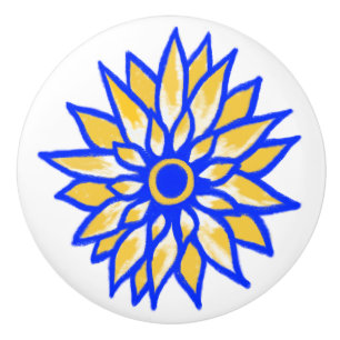 Bouton De Porte En Céramique Bouton en céramique tournesol ukrainien