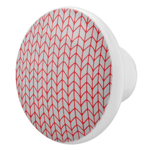 Bouton De Porte En Céramique Bouton en céramique tricot gris rouge