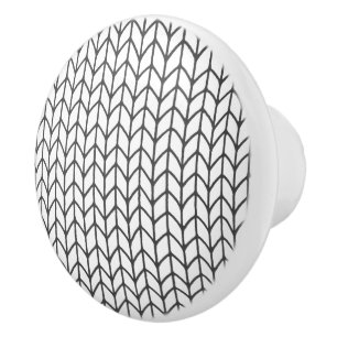 Bouton De Porte En Céramique Bouton en céramique tricot ligne noire