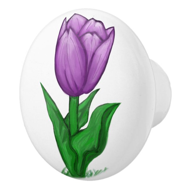 Bouton De Porte En Céramique Bouton en céramique violette Tulip (Droite)