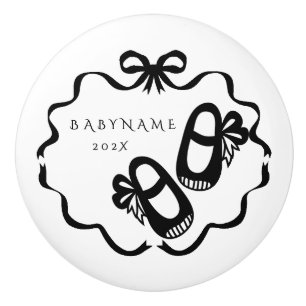 Bouton De Porte En Céramique Bow Ribbon Nursery Baby Girl