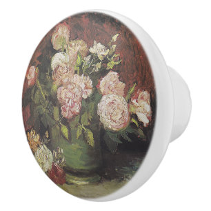 Bouton De Porte En Céramique Bowl avec Peonies et Roses par Vincent van Gogh