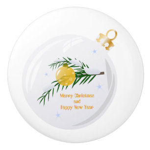 Bouton De Porte En Céramique Branche de Noël décorée en bauble