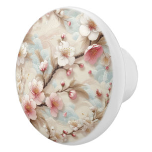 Bouton De Porte En Céramique Branches de fleurs d'Apple