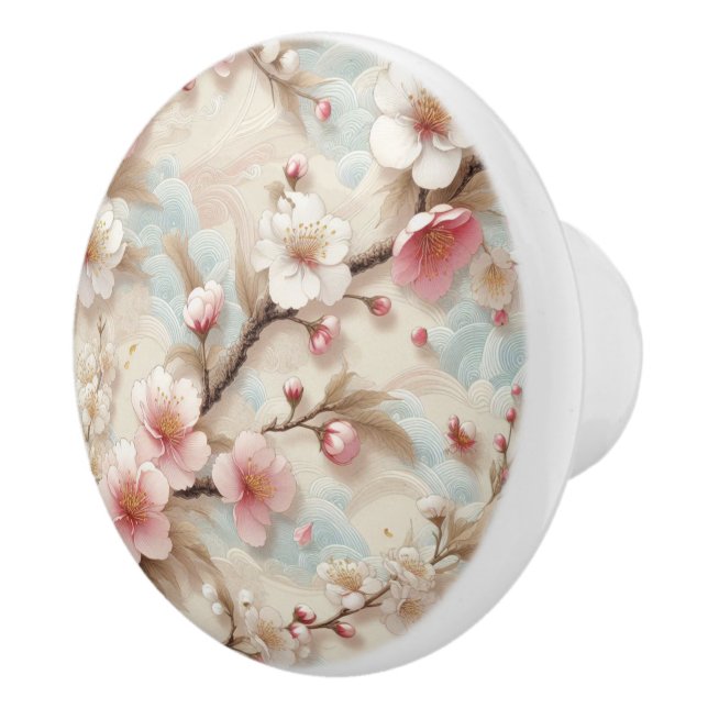 Bouton De Porte En Céramique Branches de fleurs d'Apple (Droite)