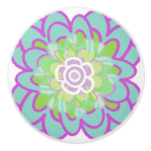 Bouton De Porte En Céramique Bright Blooming Succulent