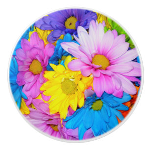 Bouton De Porte En Céramique Bright Daisy Flower Door Knoor