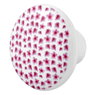 Bouton De Porte En Céramique Brouillant en fleur : Fleurs roses