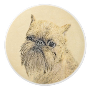 Bouton De Porte En Céramique Bruxelles Griffon Peinture - Cute Original Chien A