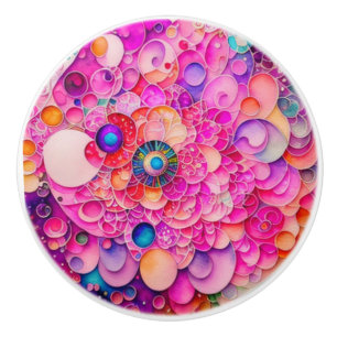 Bouton De Porte En Céramique Bubble Gum rose Medley