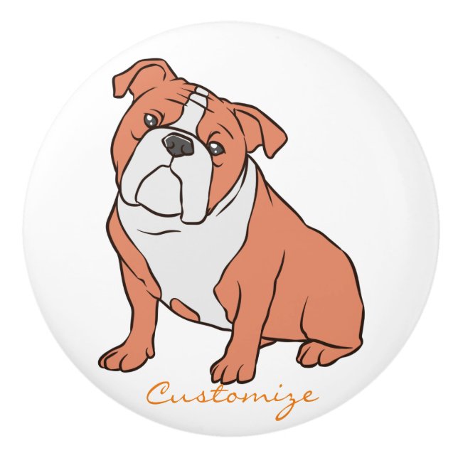 Bouton De Porte En Céramique Bulldog Breed Thunder_Cove (Devant)