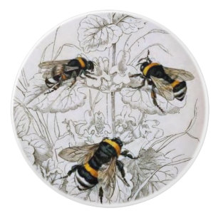 Bouton De Porte En Céramique Bumble Bee Botanical