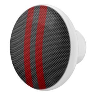 Bouton De Porte En Céramique Burgundy Red Carbon Fiber Style Racing Stripes