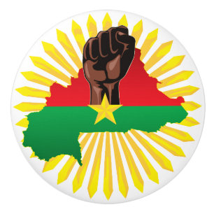 Bouton De Porte En Céramique Burkina Faso Carte, drapeau et première révolution
