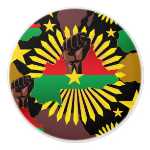 Bouton De Porte En Céramique Burkina Faso Carte, drapeau et première révolution