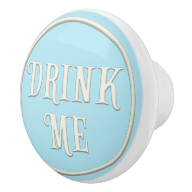 Bouton De Porte En Céramique "Buvez-moi" Wonderland Tea Party Pastel Blue (Droite)