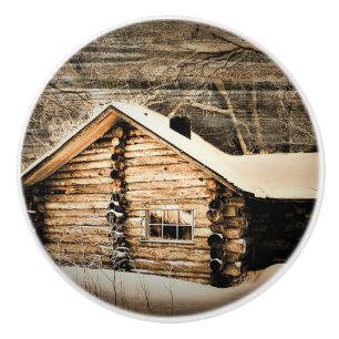 Bouton De Porte En Céramique Cabine Rustique En Bois Dans La Nature